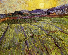 Van Gogh - Enclosed field with Rising Sun - 1889